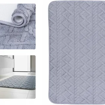 Koberec KOUPELNOVÝ KOBEREC BOHO MĚKKÝ CHLUPATÝ 60x90 cm PROTISKLUZOVÝ světle šedý
