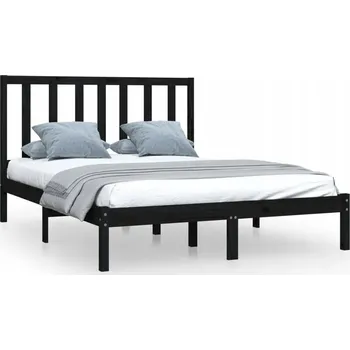 Postel Černý rám postele z masivního borovicového dřeva 195,5 x 145,5 x 100 cm