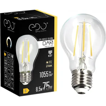 Žárovka Dekorativní LED žárovka E27 A60 Čirá 8,5W 2700K teplá bílá 1055lm EDO