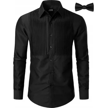 Pánská košile Pánská společenská košile s motýlkem Regular Fit Proužky Elegantní Černá M