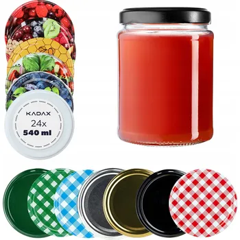 Sklenice 24x SKLENICE 540ml ZAVAŘOVACÍ SKLENICE ZAVAŘENINY konzervy + Víčko