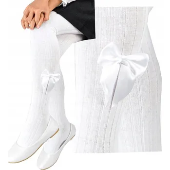 Dámské punčochy PUNČOCHÁČE mašle punčocháče BAVLNA mašlí NOVITI bílé 80/86 V022K