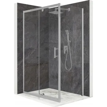 Sprchový kout obdélníkový, otevírací, stříbrný, 100x90 cm, sklo 6 mm + povrchová úprava