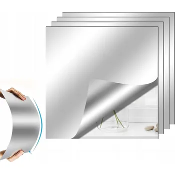 Zrcadlo 4 KUSY SAMOLEPICÍCH ZRCADLOVÝCH SAMOLEPKY ZRCADLO NALEPovací PŘILEPOVACÍ PANELY