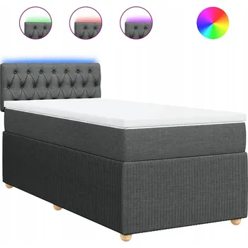 Postel Kontinentální postel s LED osvětlením 200x100x100,5 cm, tmavě šedá, matrace 100x200x20