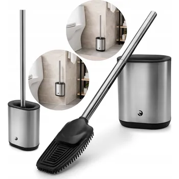 SILIKONOVÁ WC ŠTĚTKA S DRŽÁKEM A STOJANEM NEREZOVÁ OCEL