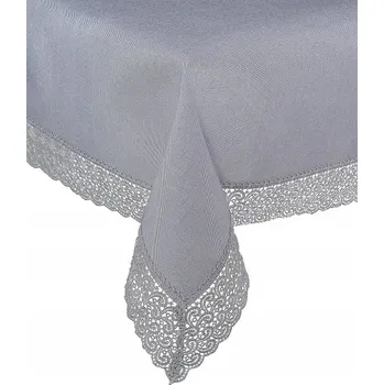 ubrus Ubrus kulatý elegantní s krajkou a lesklou nití 404 120 cm šedý