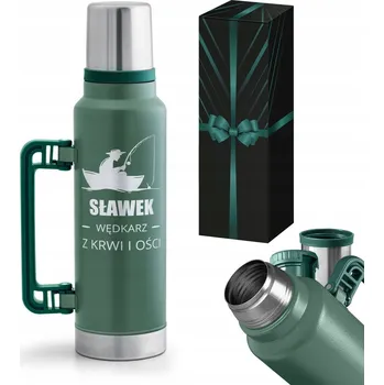 Termoska Termos s s gravírováním, Hrnkem a Uchem, Velký 1,4L Dárek dla Taty na Dzień Ojca