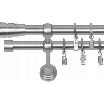 GARNÝŽ DVOJITÁ 120 CM 19/19 MM CHROM MAT VÁLEC BASIC TICHÁ KOLEČKA NA ŽABKY
