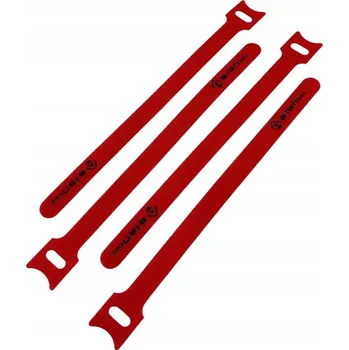 Stahovací páska Stahovací pásek na kabely se suchým zipem a očkem, délka 200 mm, šířka 12 mm, červený (opa