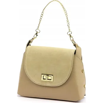 Kabelka Semišová kožená kabelka elegantní LUKA DOLLARO tmavě béžová