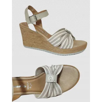 Dámské sandále Sandály na klínku TAMARIS 28346 BÉŽOVÉ S PRUHY vel. 39