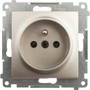 Elektrická zásuvka Jednoduchá zásuvka do zdi s uzemněním zlatá Simon54 DGZ1Z.01/44