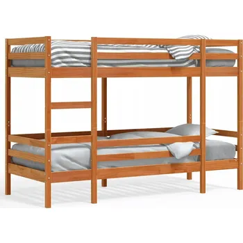 Postel Dřevěná patrová postel voskovaný hnědá 205,5 x 87,5 x 142 cm