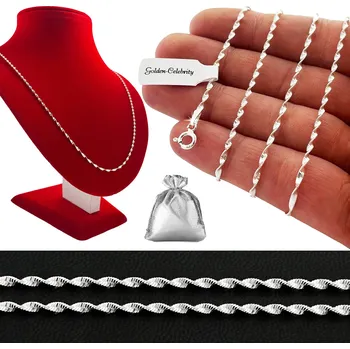 Náhrdelník STŘÍBRNÝ ŘETÍZEK O RYZOSTI 925 42 cm ITALSKÝ LESKLÝ NÁHRDELNÍK PRO DÍVKU