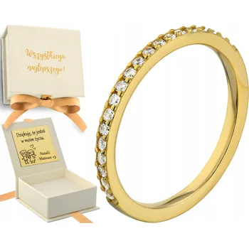 Prsten Pozlacený prsten s obroučkou a zirkony Stříbro Pozlacený Dárek