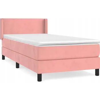 Postel Kontinentální postel z růžového sametu 203 x 83 x 78/88 cm s matrací 80 x