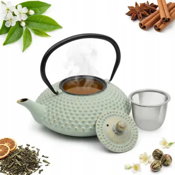 Konvice na čaj KONVICE LITINOVÁ 1,25L MÁTOVÁ SÍTKO NA LOUHOVÁNÍ ČAJE NA ČAJ A BYLINKY