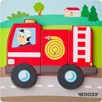 Puzzle Dřevěné Baby Hasiči 5 dílků Skládačka pro batolata 18m+