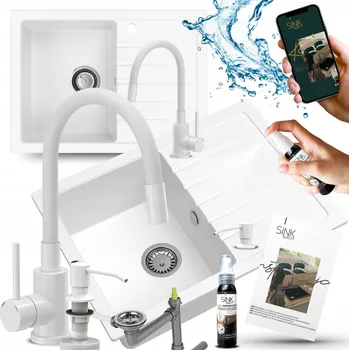 Granitový dřez Jednokomorový granitový dřez Sink Quality TITANITE, bílý