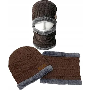 Čepice Hnědá souprava – čepice s fleecem a nákrčník, velikost 55-58 cm, pro děti 6-15 let