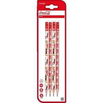 Grafitová tužka TUŽKA S GUMOU TUŽKA PRO DĚTI SADA TUŽEK HB COCA-COLA 4KS PEVNÁ