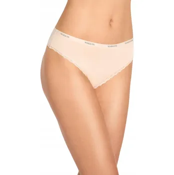 Kalhotky BAVLNĚNÉ DÁMSKÉ TANGA SVĚTLE BÉŽOVÉ S KRAJKOU JULIA THONG MARILYN M