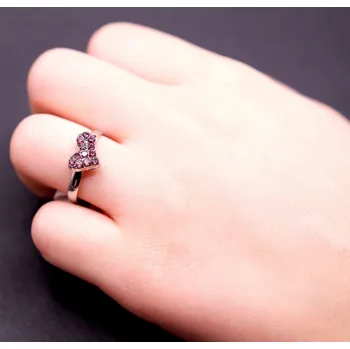 Prsten Dětský prstýnek fialový - srdíčko asymetrické