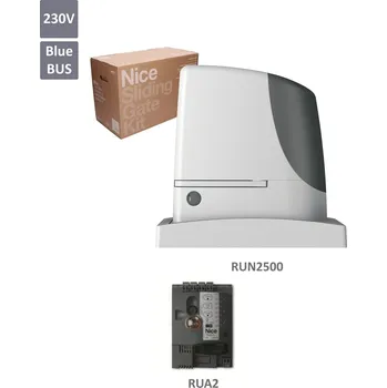 Pohon brány RUN 2500I pohon Nice pro bránu do 2500 kg - pohon posuvné brány, elektronika RUA2 s invertorem ("mění" 230V na 400V)