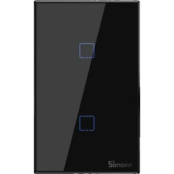 vypínač Dvojitý dotykový vypínač, ovládaný přes Wi-Fi Sonoff černý T3US2C TX