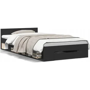 Postel Černý rám postele se zásuvkou 193x78x45 cm, dřevěný materiál