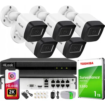 Bezpečnostní kamera Venkovní IP monitorovací sada s 5 kamerami IPCAM-B4-P a 8kanálovým rekordérem PoE