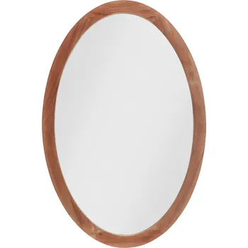 Zrcadlo OVÁLNÍ ZRCADLO DŘEVĚNÝ RÁM BUKOVÝ 40 X 60 CM HNĚDÉ