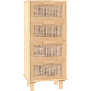 Komoda Hnědá skříňka se 4 zásuvkami, 40 x 30 x 90 cm, přírodní ratan