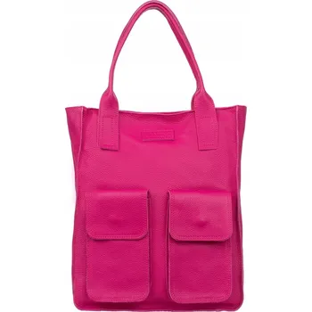 Kabelka Velká kožená shopper kabelka Vezze Tasca Fuchsiová