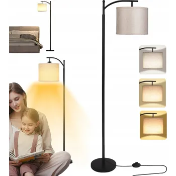 Stojací lampa Stojací lampa dřevěná BUK stínidlo béžové 150 cm