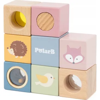 Dřevěná hračka DŘEVĚNÉ VZDĚLÁVACÍ SENZORICKÉ STAVEBNICE PUZZLE 8 DÍLŮ CHRAŠTÍTKO 12m+ VIGA