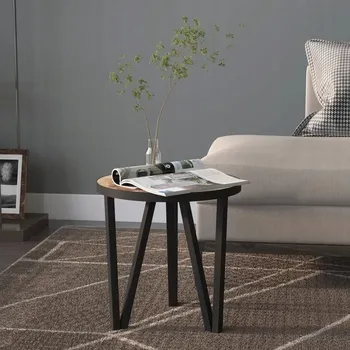 Konferenční stolek Čajový stolek, černo-žlutý, Ø35 cm, MDF