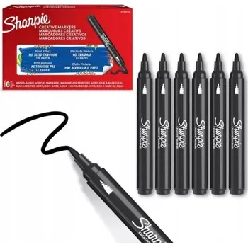 Akrylový fix černý Sharpie 6 ks