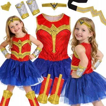 Karnevalový kostým KOSTÝM PŘEVLEK WONDER WOMAN SUPER ŽENA SUPERHRDINKA PLES 104 110 CM