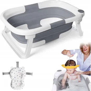 Kojenecká hygiena Skládací vanička pro děti s koupelnovou Podložka a senzorem teploty PREMIUM