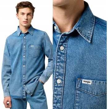 Pánská košile Wrangler pánská košile casual 1 PKT SHIRT dlouhý rukáv regular bavlna velikost 3XL