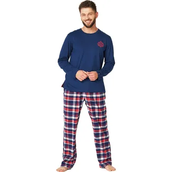 Pánské pyžamo Pánské pyžamo KEY 613 tmavě modrá FLANEL XL 0