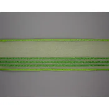 Stuha Plátnová stuha s monofilem,vzorem a drátem, 40mm, zelená