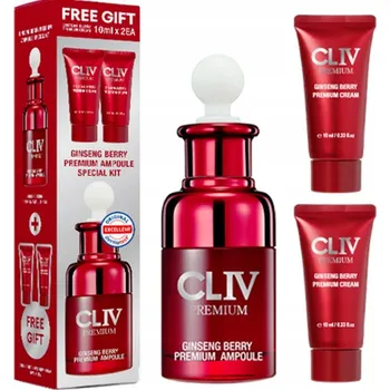 Kosmetická sada Cliv Premium sada ampule na obličej s ženšenem 30 ml + mini krémy 2 x 10 ml