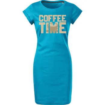 Dámské šaty Bavlněné letní šaty Coffee time Velikost: S, Barva: Tyrkysová