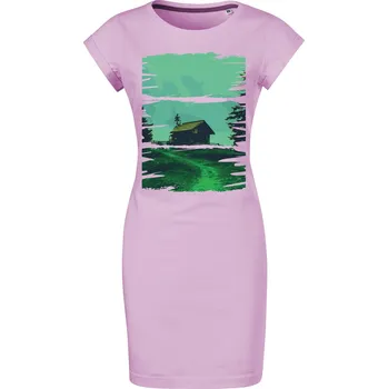 Dámské šaty Bavlněné letní šaty Chata v přírodě Velikost: 2XL, Barva: Orchid