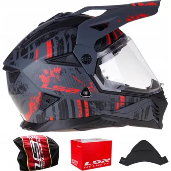 Helma na motorku Přilba LS2 MX702 Pioneer II Crazy Black Red homologace 22.06