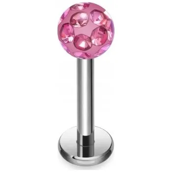 Piercing Titanový Labret Piercing s Kuličkou a Zirkony pro Helix, Lobe 1,2/6/3