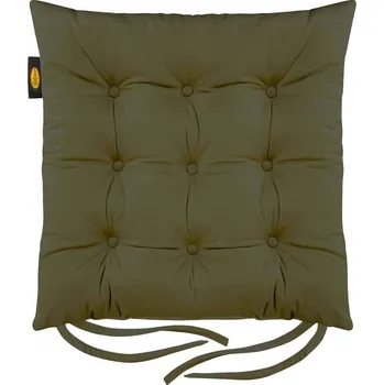 Podsedák Polštář na sedák na židli 40X40X6 cm, sametový, olivově zelená